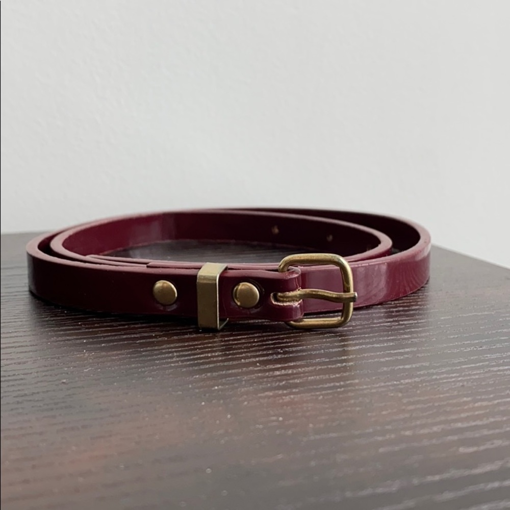 Burgundy skinny belt